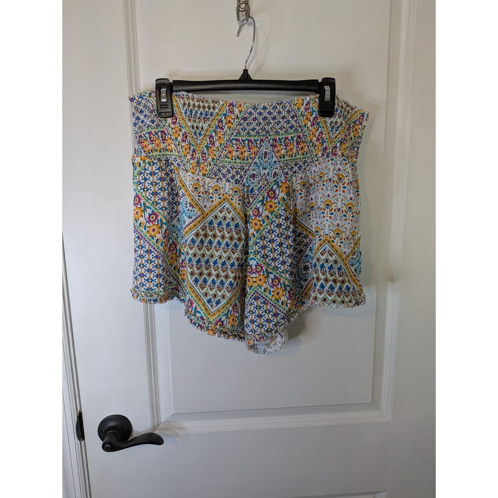 Jessica Simpson Womens XXL Smocked Waist Patchwork Floral Rayon Shorts NWT